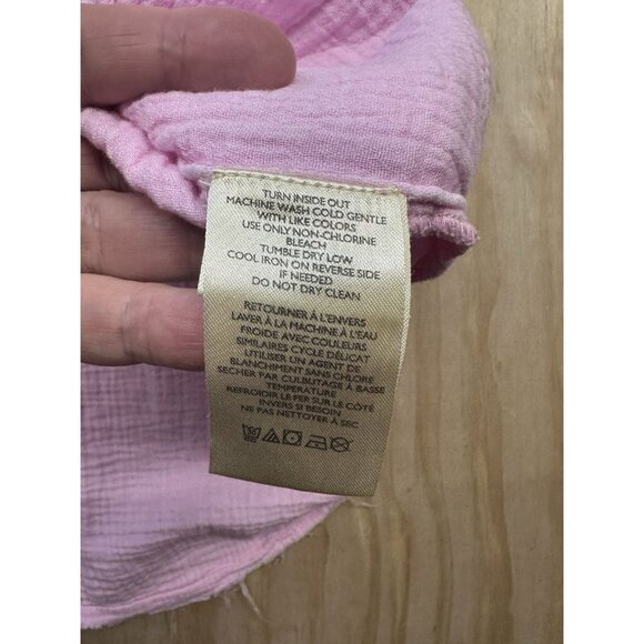 We The Free Pink Oversized Button Shirt Long Sleeve Crinkle Loose Distressed S - Picture 4 of 8